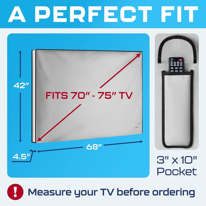 TV Abdeckung 70 Zoll bis 75-Zoll Wetterfest und Wasserdicht -TV Flachbildschirm Aussen TV-Schutzgehä