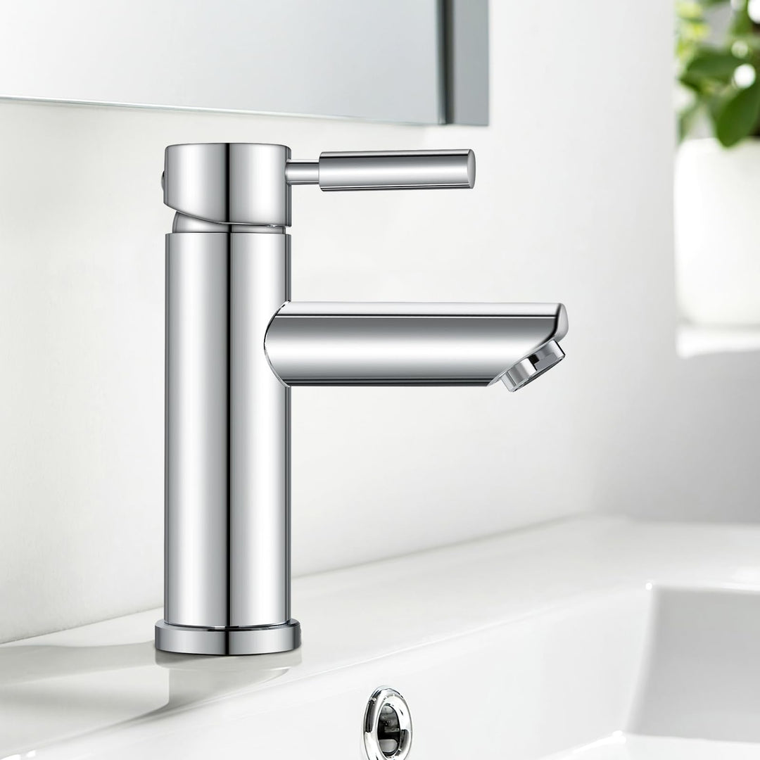 kisimixer Wasserhahn Bad, 304 Edelstahl Waschtischarmatur Mischbatterie Waschbecken Armaturen, Einhe