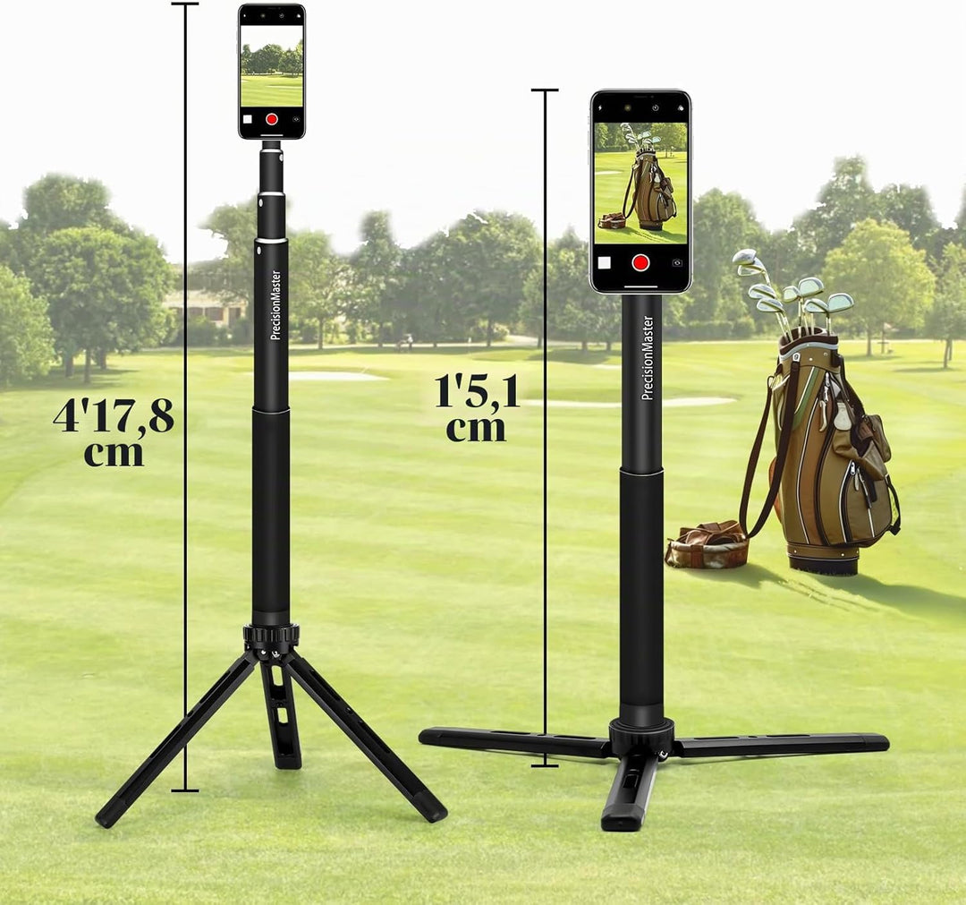 PrecisionMaster Golf Stativ Einbeinstativ, Magnetischer Golf-Filmstab, 135cm Verstellbares Aluminium