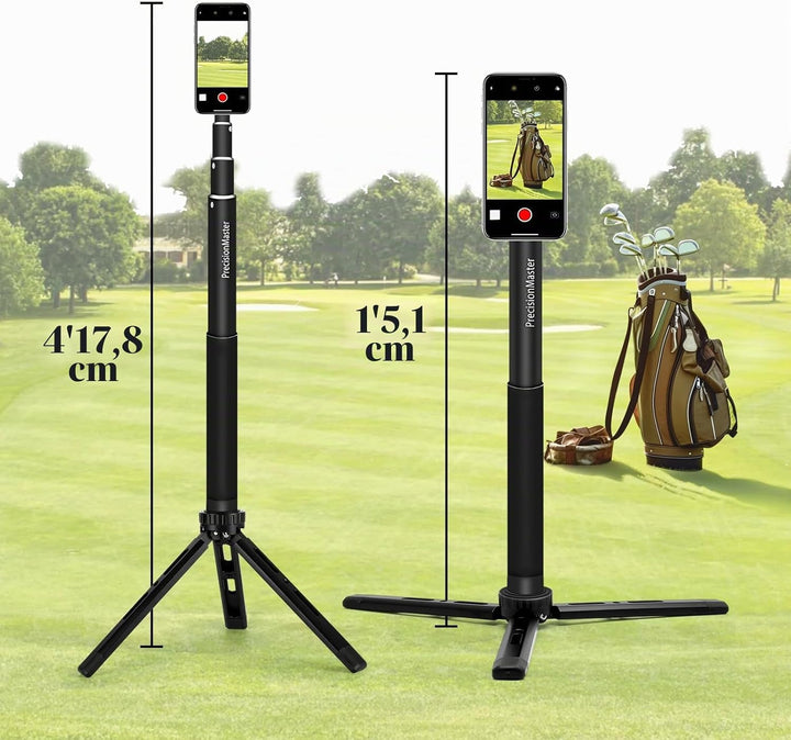PrecisionMaster Golf Stativ Einbeinstativ, Magnetischer Golf-Filmstab, 135cm Verstellbares Aluminium