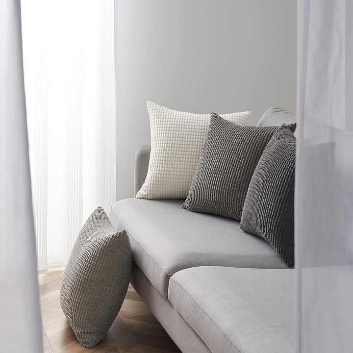 Kissenbezug 30x30 Grau 4er Set Cord körnig Farbverlauf Kissenbezüge Kissenhülle Dekokissenbezug Sofa