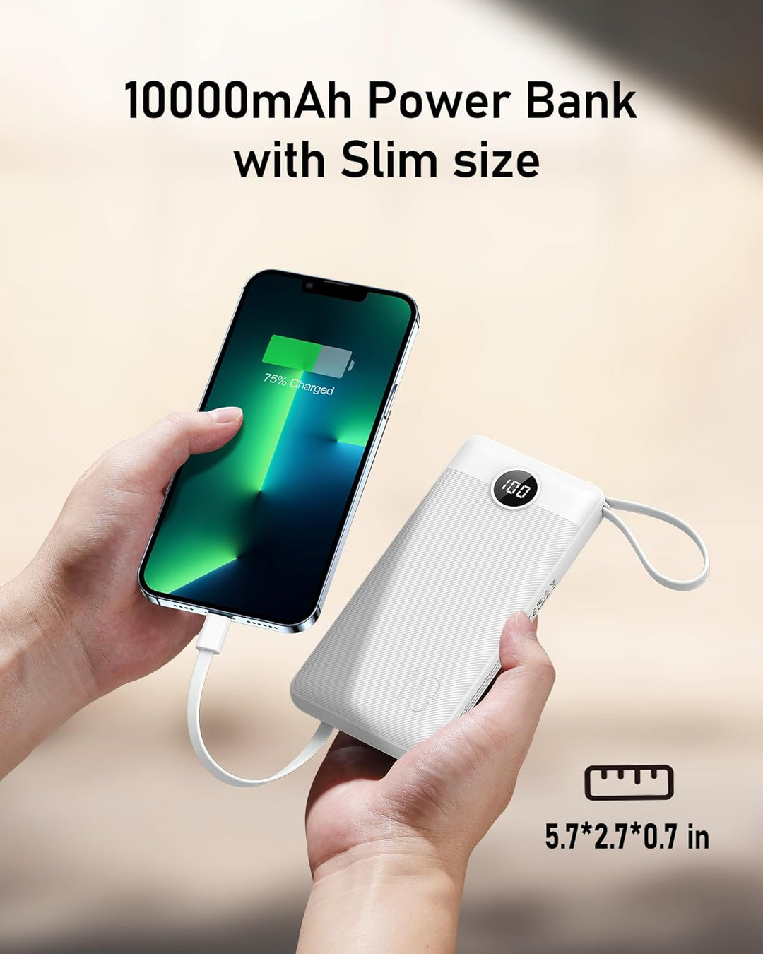 Powerbank 10000mAh Power Bank mit Kabel VEEKTOMX USB C Powerbank Externe Handyakkus mit 5 Ausgängen