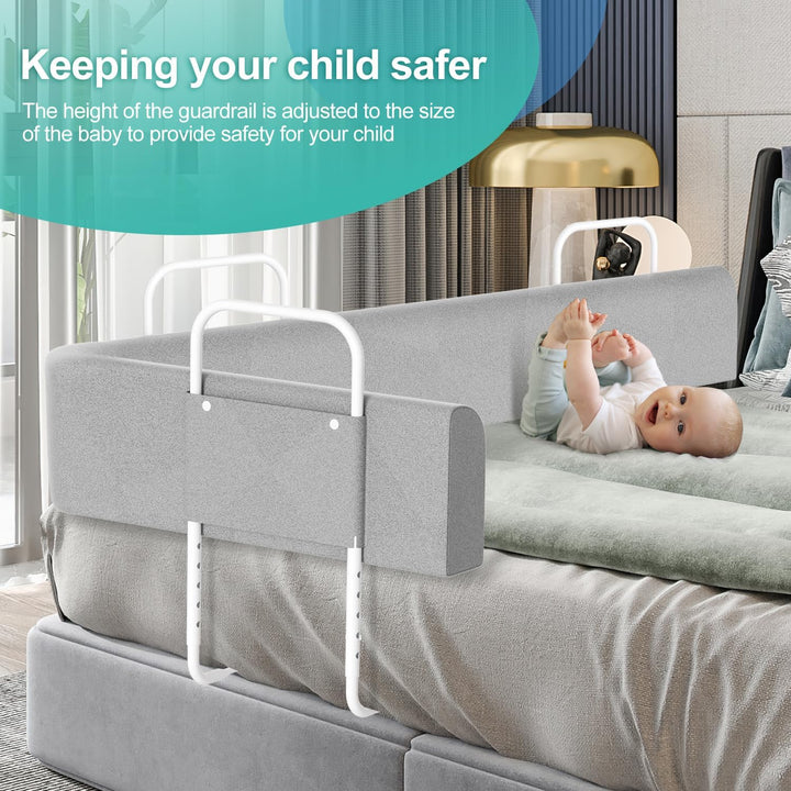 Ikodm Bettgitter rausfallschutz Bett 2X 200cm Bettschutzgitter für Kinder Höhenverstellbar Bettkante