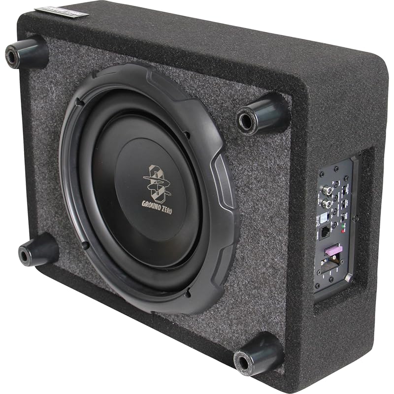 Ground Zero GZCS 25SUB-ACT Aktiv-Gehäusesubwoofer, 25 cm, 320/430 Watt, 50-150 Hz, 9-16 Volt, Downfi
