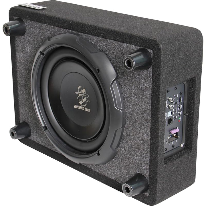 Ground Zero GZCS 25SUB-ACT Aktiv-Gehäusesubwoofer, 25 cm, 320/430 Watt, 50-150 Hz, 9-16 Volt, Downfi
