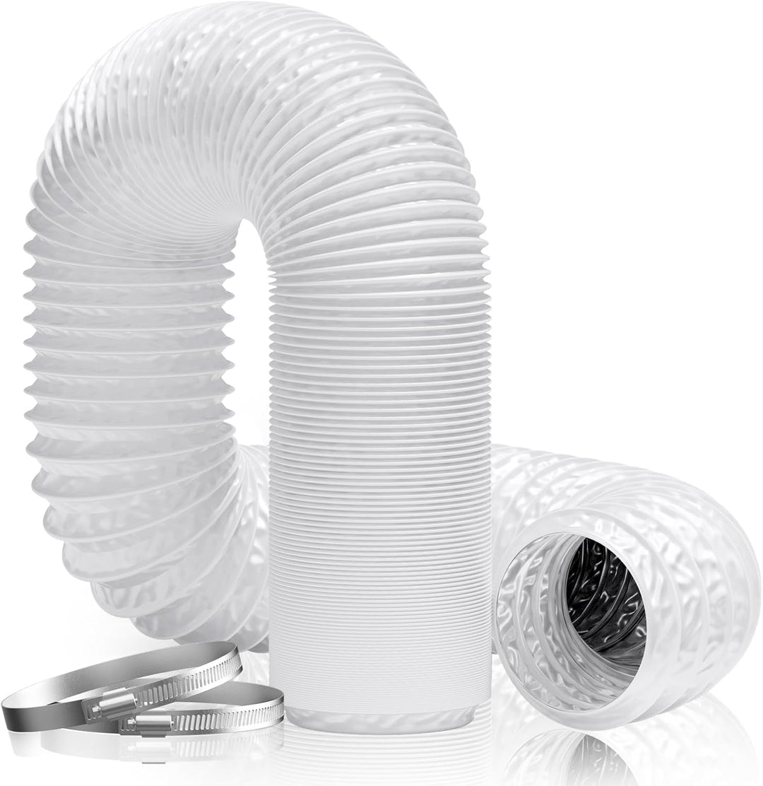 Hon&Guan ø150mm Abluftrohr, 2,5m PVC Alurohr Flex-Schlauch mit 2 Schlauchschelle für Mobile Klimaanl