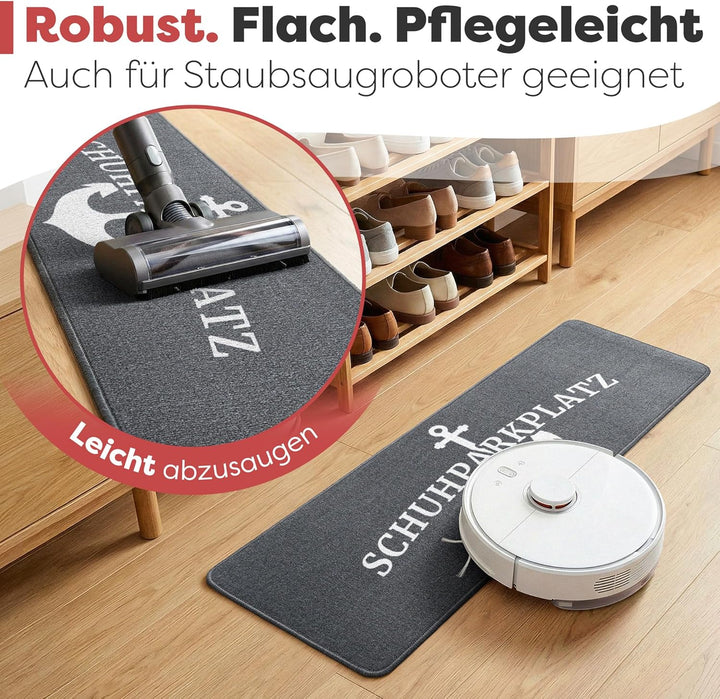 Bodenständig Schuhparkplatz Fussmatte Grau 100x33 cm – rutschfeste Schuhmatte & Waschbarer Schuhtepp