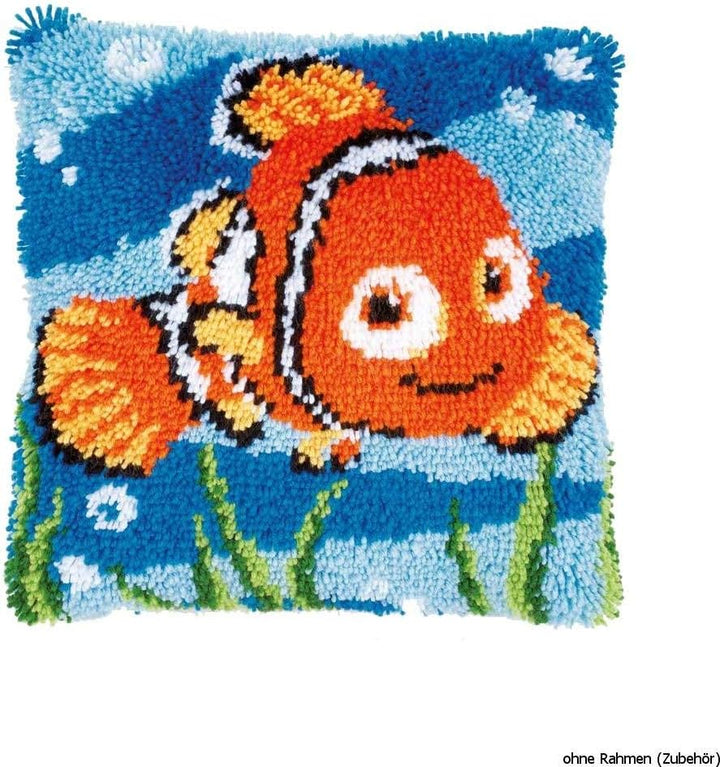 Vervaco Knüpfkissen Nemo Knüpfpackung zum Selbstknüpfen eines Kissens, Stramin, weiss, 40 x 40 x 0,3
