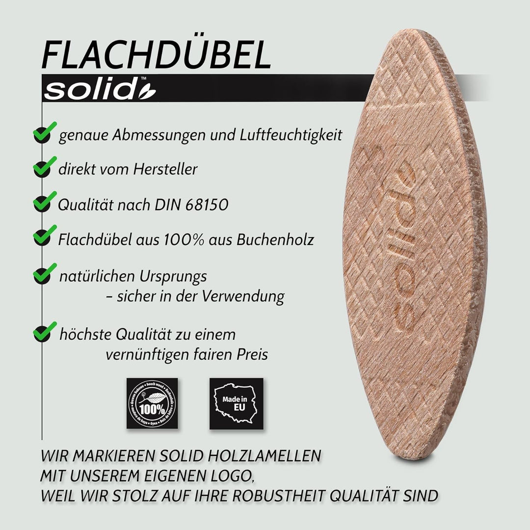 SOLID Flachdübel Holzdübel Grösse 20 Kompatibel Mit Dübelfräse Lamellofräse 500 Stück Verbindungsplä