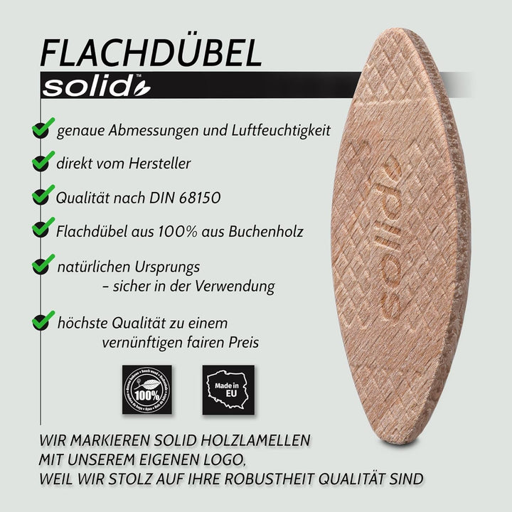 SOLID Flachdübel Holzdübel Grösse 20 Kompatibel Mit Dübelfräse Lamellofräse 500 Stück Verbindungsplä