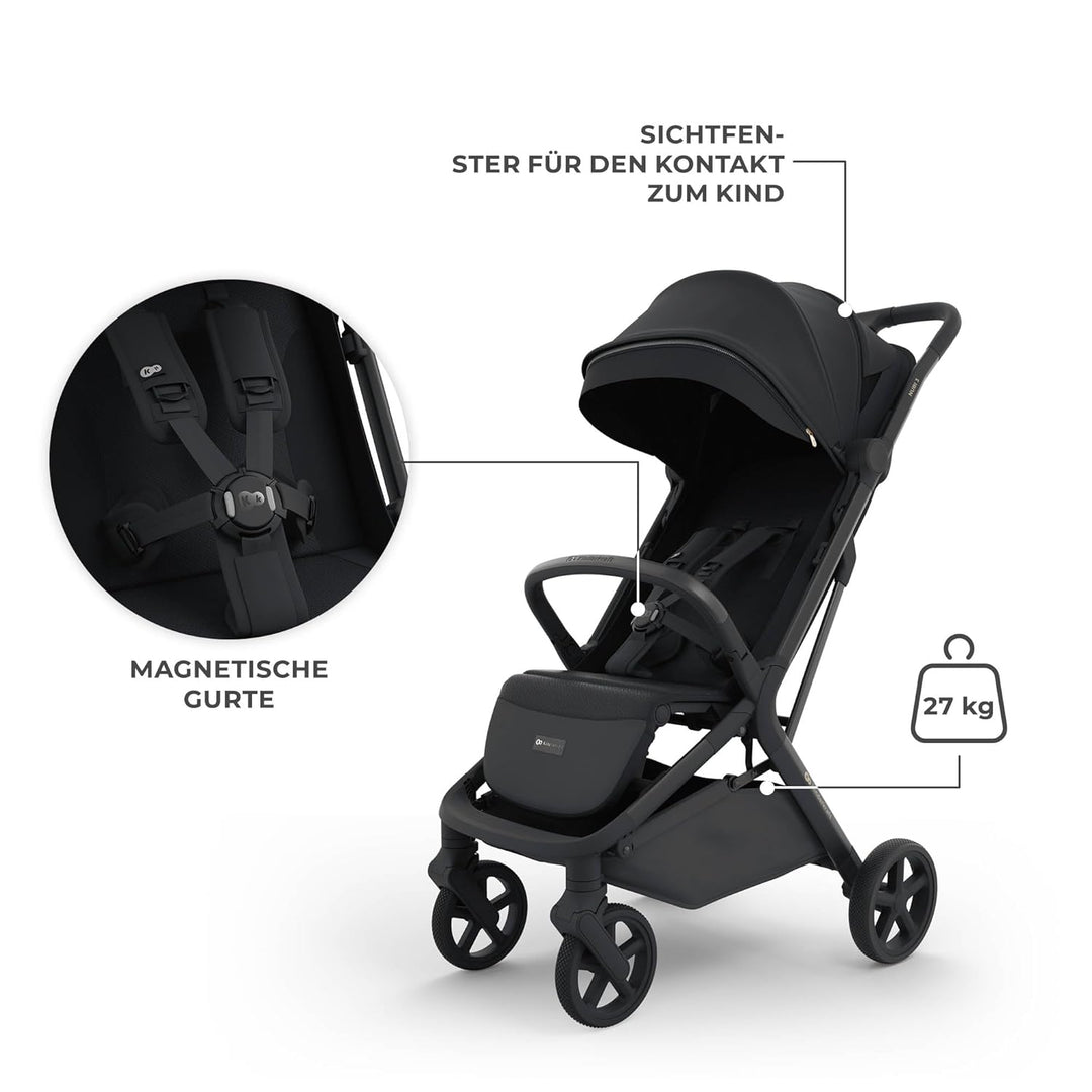 Kinderkraft NUBI 3 Buggy bis 22 kg, automatisch zusammenklappbar, grosse EVA-Räder, Mesh-Sitz, 5-Pun