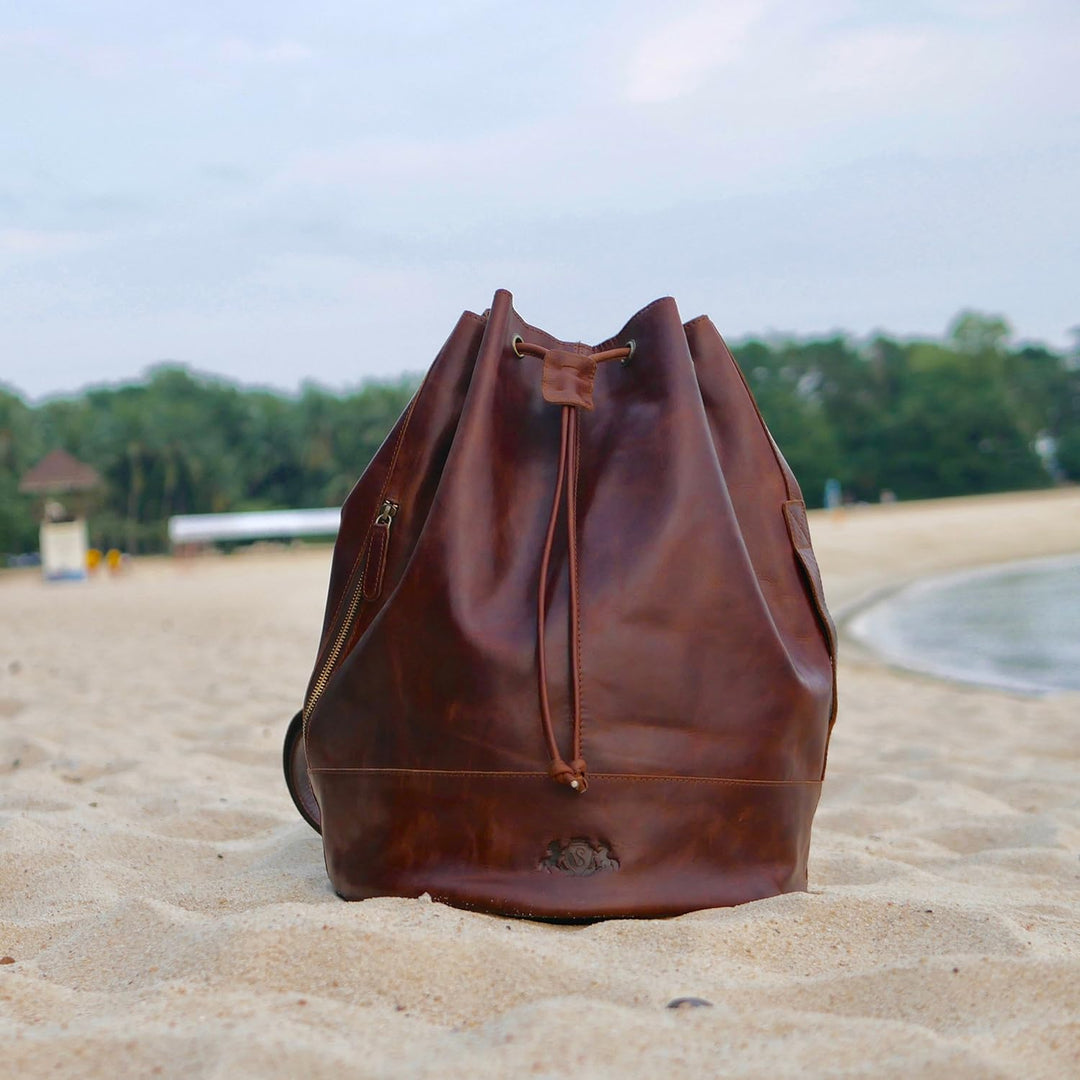 SID & VAIN Seesack HEATHROW aus Premium Leder I Matchsack für Herren und Damen I Rucksack Reisetasch
