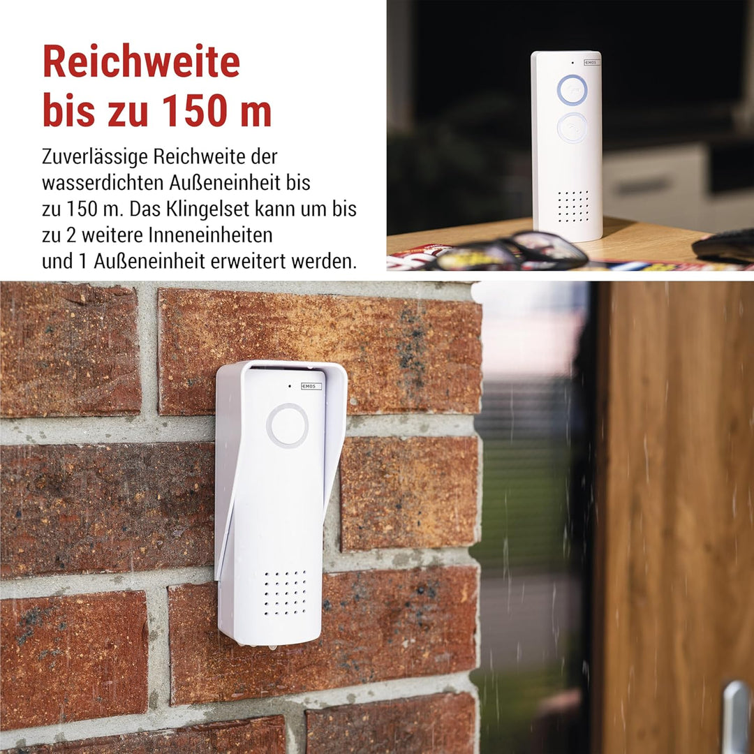 EMOS - Audio-Türsprechanlage Set, Wireless - drahtlose Verbindung, Elegantes Design - Audio-Kit/Gege