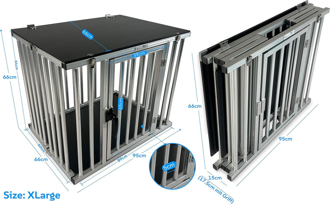 Callieway Faltbare/Klappbare ALU DOGBOX/Hundebox/Transportkäfig klappbar (XLarge), XLarge