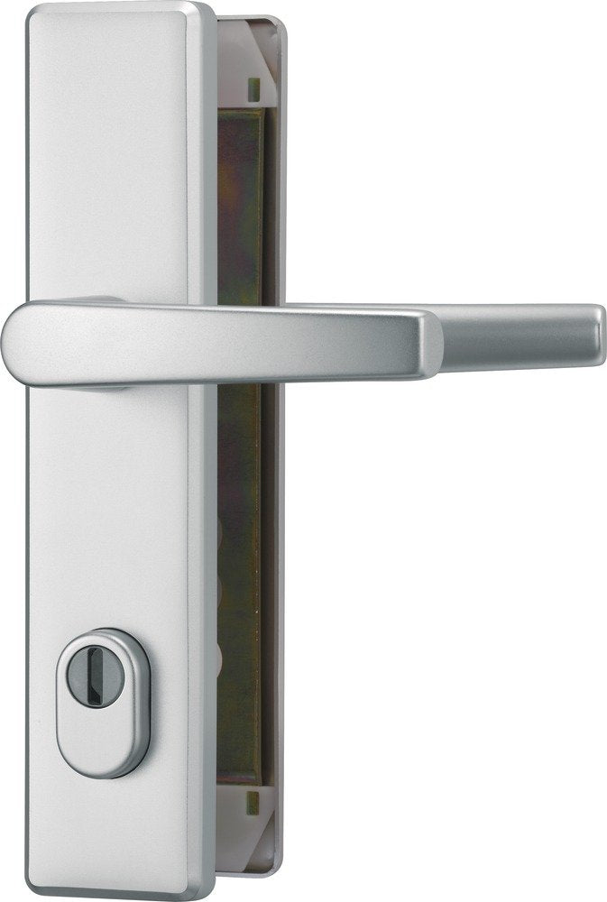 ABUS Tür-Schutzbeschlag HLZS814 F1 aluminium mit Zylinderschutz & beidseitigem Drücker eckig 20736 B
