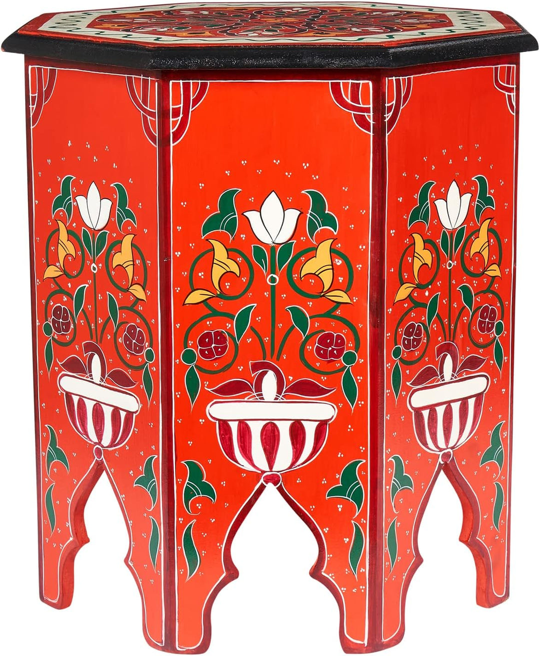 MARRAKESCH Beistelltisch Nachttisch aus Holz 50cm gross Tisch Hocker Gargar Rot als Orientalische De