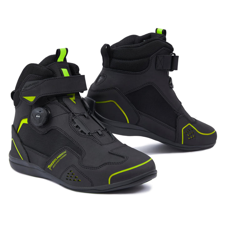 REBELHORN Spark II Motorradstiefel Damen und Herren | PU Leder | ATOP Schnell-Schnürsystem | Knöchel