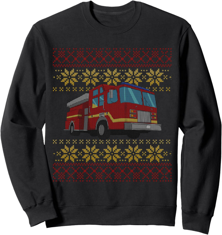Hässlicher Weihnachtspullover Feuerwehrauto Feuerwehrmann Sweatshirt