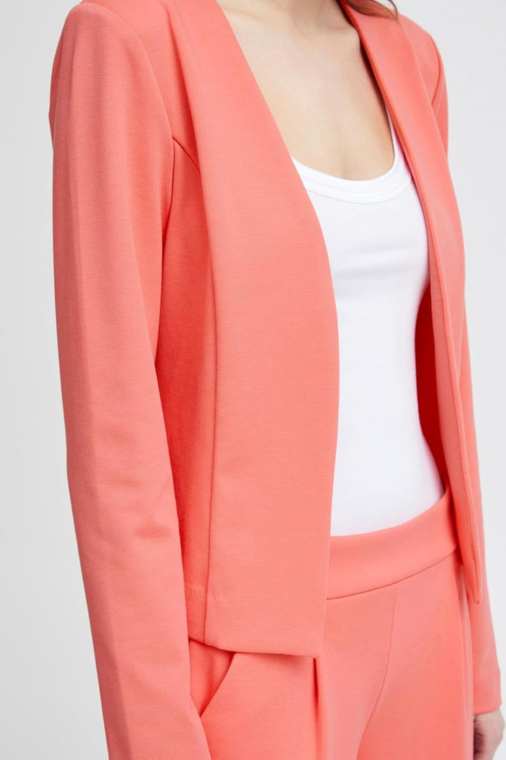 ICHI IHKATE Short BL Damen Blazer Kurzblazer Jacke Kurzblazer mit Stretch M Calypso Coral (171744),