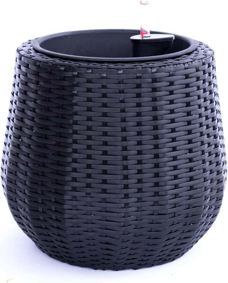 Eleganteinrichten Pflanzkübel Polyrattan D52xH44cm schwarz.