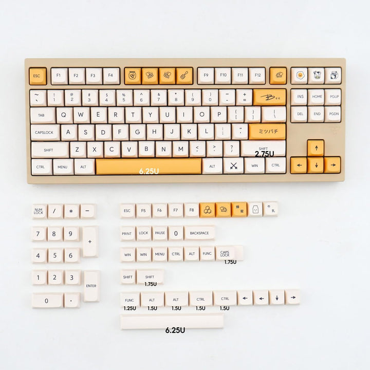 PBT Keycaps 137 Keys XDA Profile DYE-SUB Personalized White Yellow Honey Milk English Keycap Suitabl