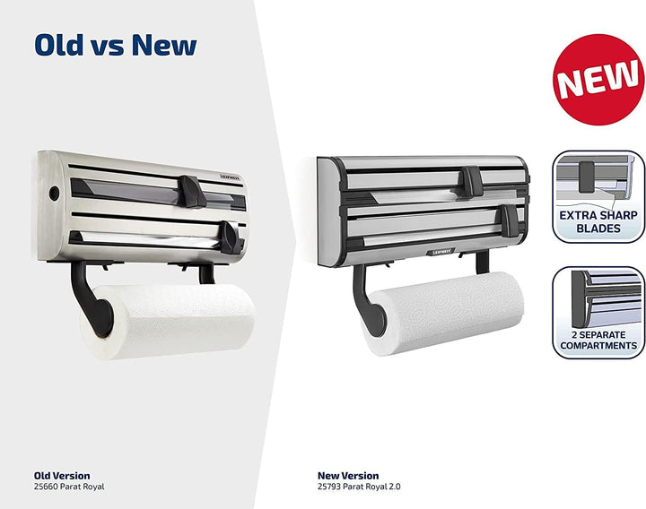 Leifheit Wandrollenhalter Parat Royal 2.0 für 3 Rollen, Küchenrollenhalter für glatte Schnittkanten,