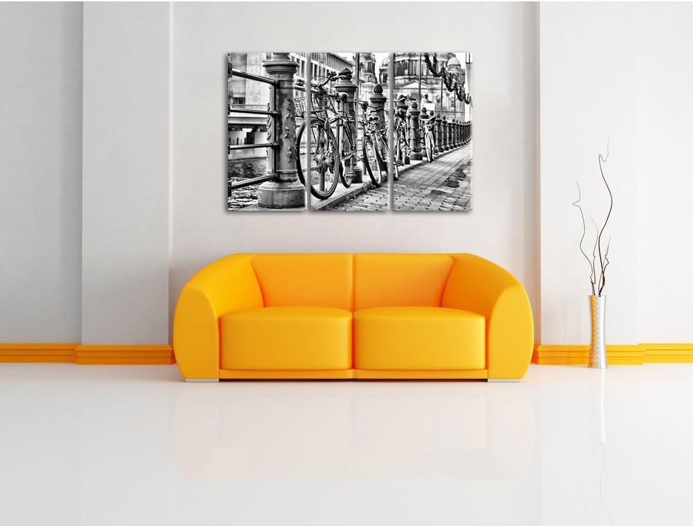 Pixxprint Fahrrad Bahnhof, BMX Bahnschiene 3Teiler 120x80 cm Leinwandbild Wandbild Kunstdruck
