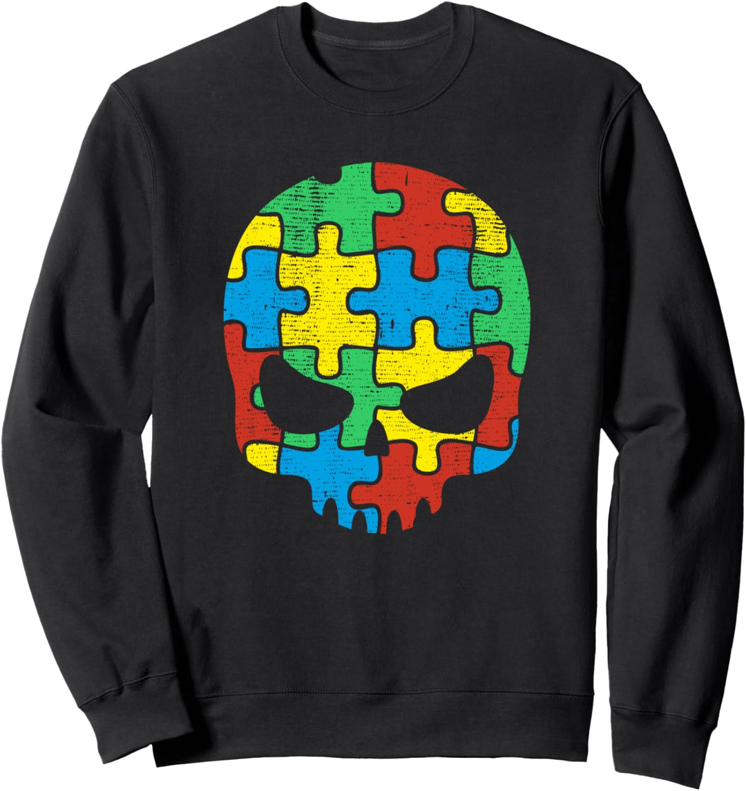 Skull Autism Awareness Month For Mom Dad Teacher Kids Sweatshirt