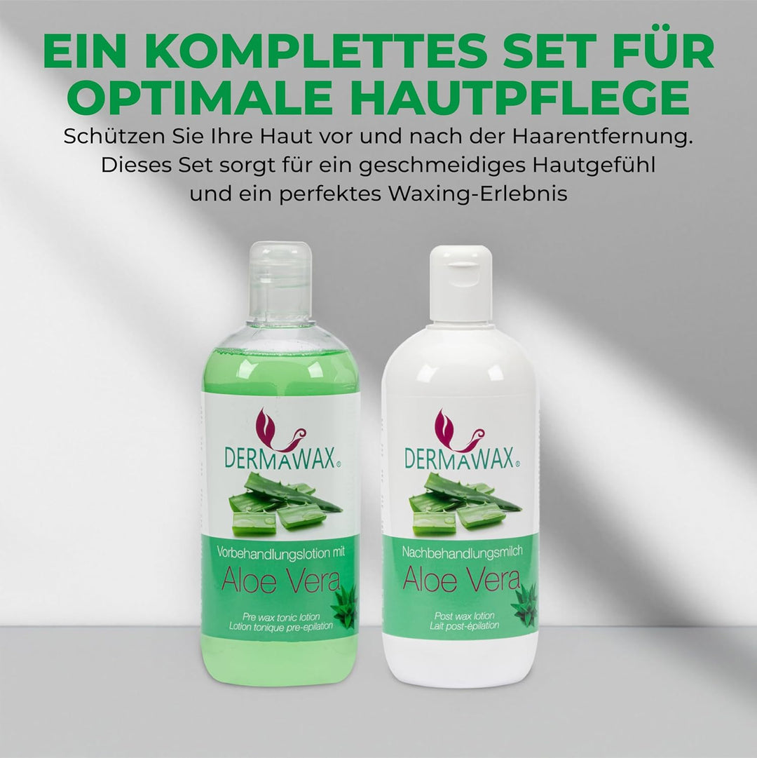 Dermawax Vor- & Nachbehandlung Set- Aloe Vera Haut Cleanser und Nachbehandlung Entfernt Wachsreste m