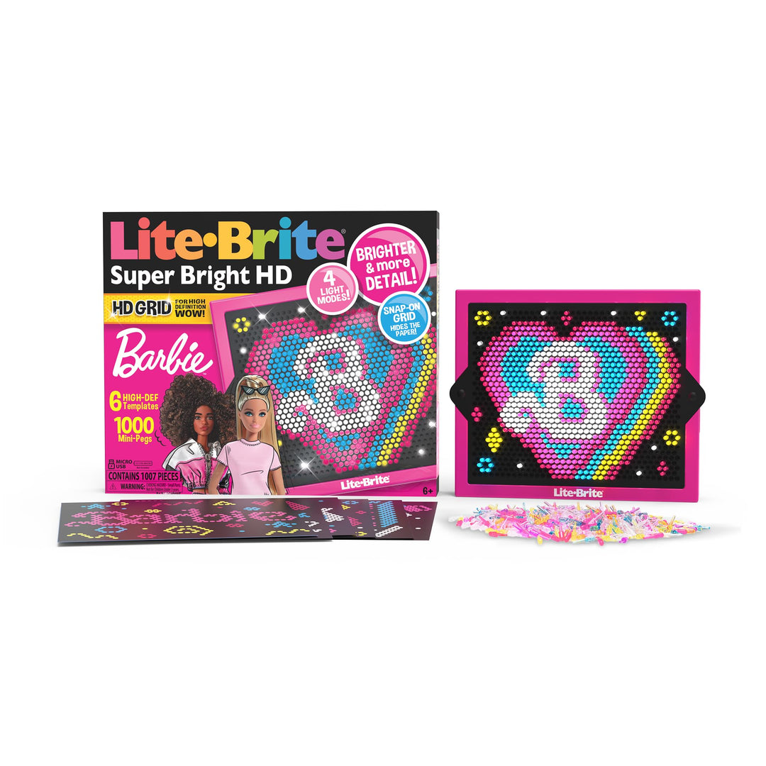 Lite Brite Super Bright HD Barbie-Edition - LED Leucht-Zeichentafel, Neon Effekt Leuchtkunst, kreati