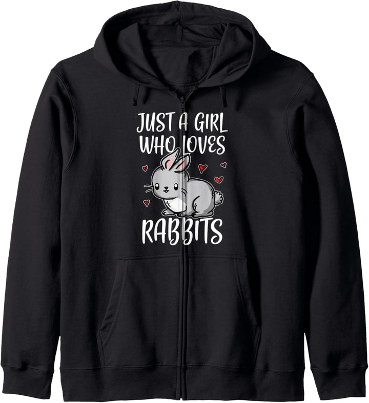 Just A Girl Who Loves Rabbits Lustiges Hasen Kostüm Kapuzenjacke