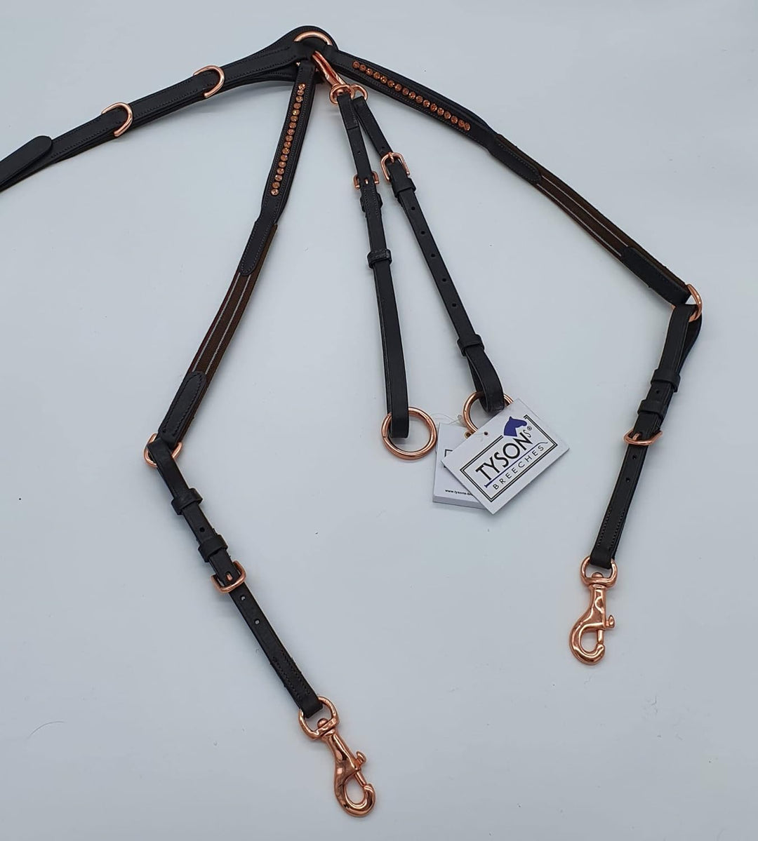 Vorderzeug Deister Braun Roségold Rosa Dunkelbraun Leder weich Strass Glitzer Hilfszügel Tysons (X F