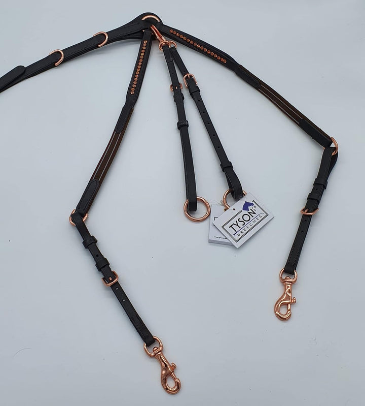 Vorderzeug Deister Braun Roségold Rosa Dunkelbraun Leder weich Strass Glitzer Hilfszügel Tysons (X F