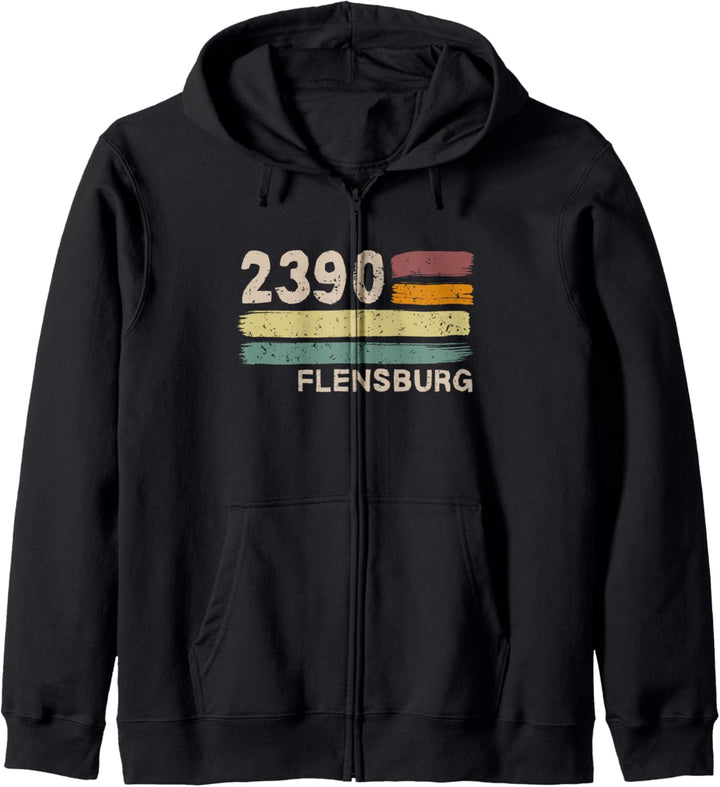 2390 Flensburg Retro Postleitzahlen Alte PLZ Vintage Kapuzenjacke
