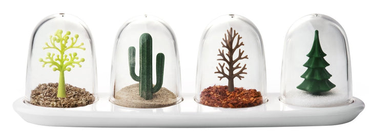 QUALY Salt and Pepper Shakers Set with Holder, Spice Shaker Set, Salt and Pepper Set, Salt and Peppe
