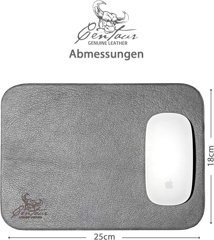 Centaur - Hochwertiges Leder Mousepad 25x18 cm basaltgrau - Vintage Mauspad aus echtem Leder - Unter