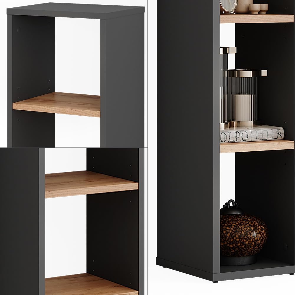 Vicco Standregal Orlando, Stauraumregal, Anthrazit/Goldkraft Eiche, 21.6 x 80.1 cm Anthrazit/Goldkra