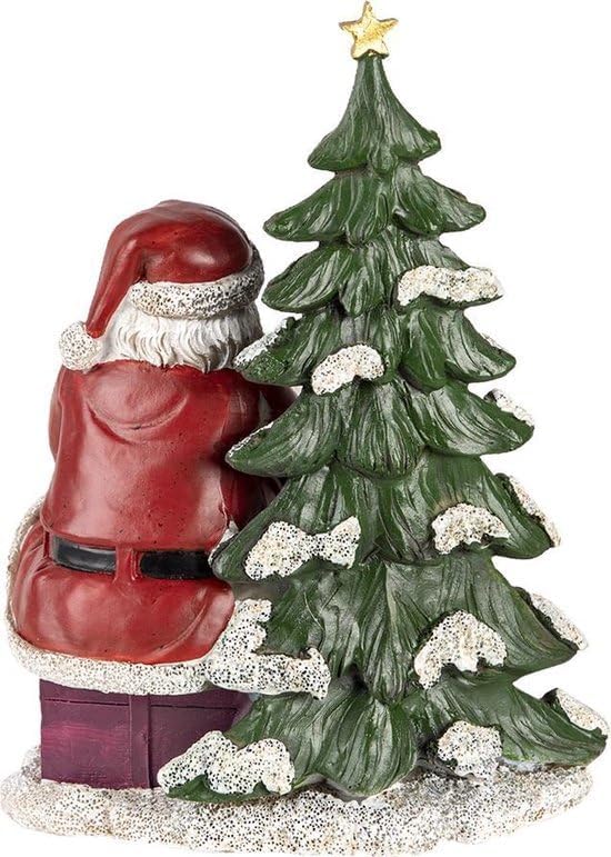 Clayre & Eef Figur Weihnachtsmann 16x13x22 cm Rot Grün Polyresin Weihnachtsdekoration