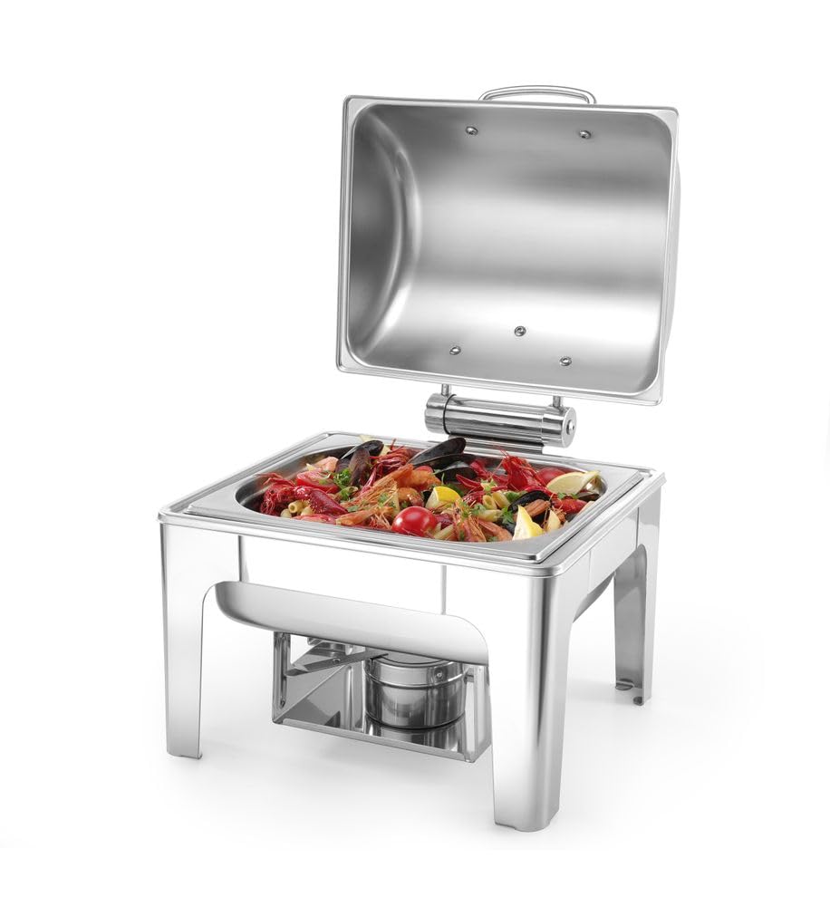 HENDI Chafing Dish, Spiegelglanz, Inkl. zwei Brennpastenbehälter, einer Lebensmittelpfanne, einem Wa