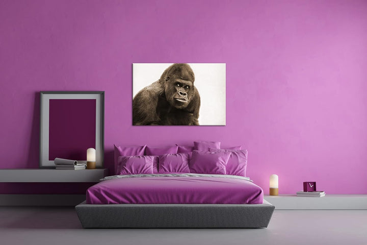 deyoli Gorilla Silberrücken Format: 100x70 Effekt: Sepia als Leinwandbild, Motiv fertig gerahmt auf
