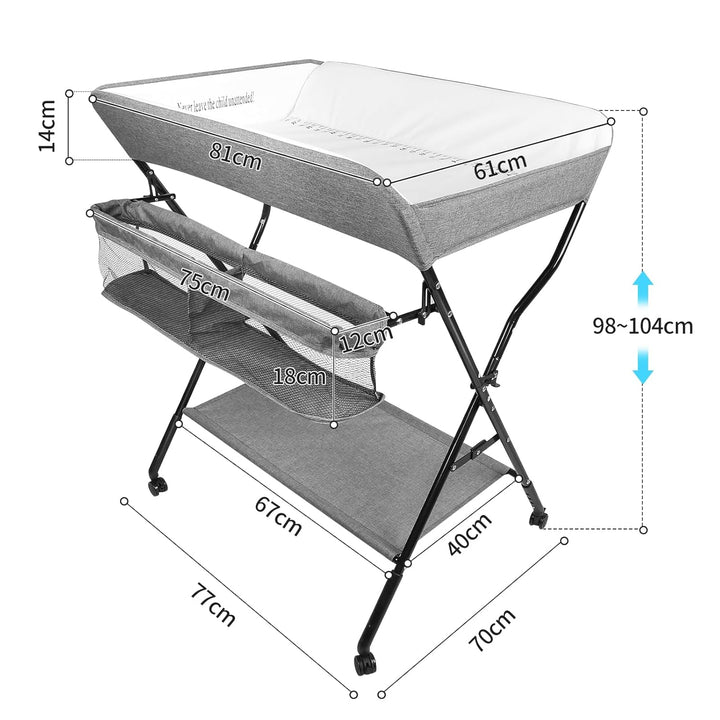 Kedia Baby Wickelkombi - klappbare Wickelkommode, mobiler Wickeltisch mit Wickelauflage, Sicherheits