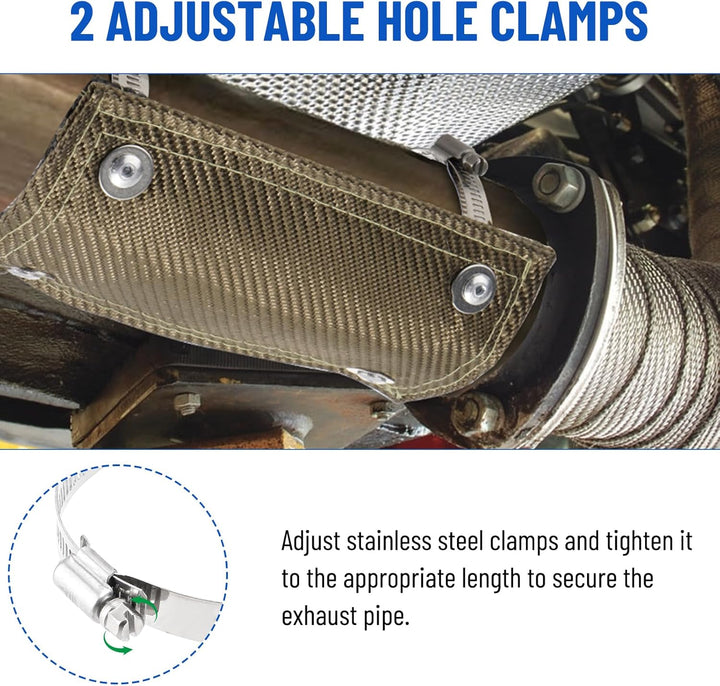 Hitzeschutzband Auspuff, Hitzeschutzmatte 20 x 10 cm Titanium Auspuffband Hitzeschild, mit Schlauchk