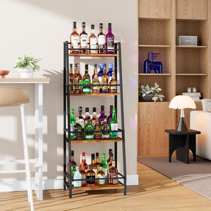 YMYNY 4-Tier Abgestufte Liquor Cabinet Mini Bar, Weinregal Freistehend Boden für Whiskey, Ecke Liquo