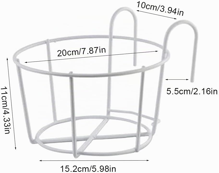 Bhina 2 Stücke Geländer Pflanzgefässe Blumentopf,Blumentopfhalter,Runder Blumentopf Garteneisen,Blum