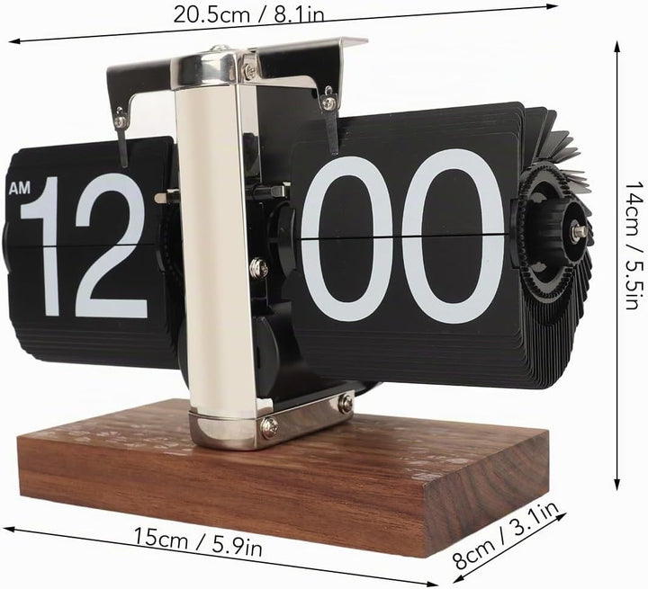 VBESTLIFE Flip-Tischuhr, Retro-Vintage-Auto-Flip-Tischuhr, Batteriebetriebene Uhr mit Grosser Zahl f