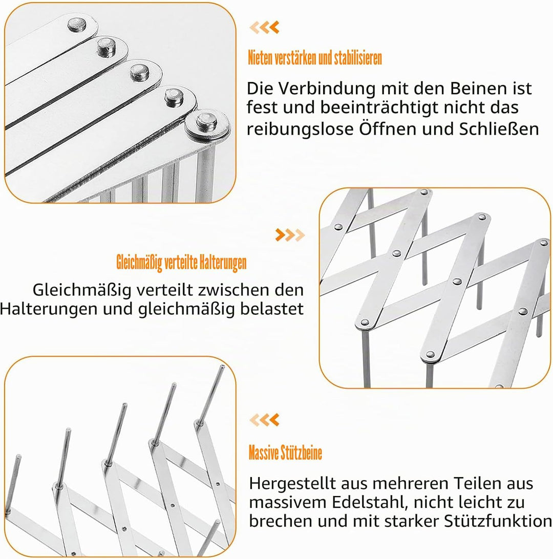 2 Stück Edelstahl Aufbewahrung Topfdeckelhalter, Multifunktionales Rippchenhalter, Verstellbarer Spa