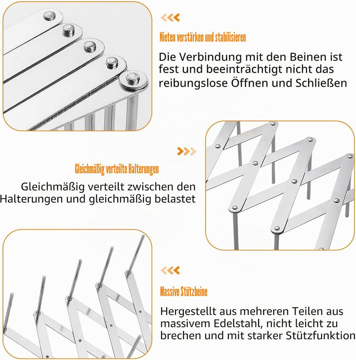 2 Stück Edelstahl Aufbewahrung Topfdeckelhalter, Multifunktionales Rippchenhalter, Verstellbarer Spa