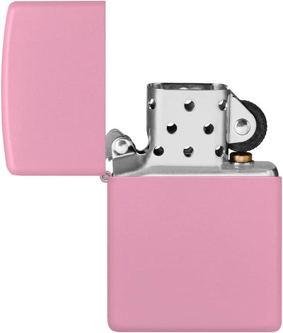 ZIPPO - Pink Matte - nachfüllbares Sturmfeuerzeug in hochwertiger Geschenkbox (Flammenmotiv graviert