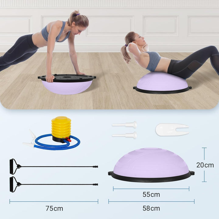 Leogreen Balance Ball Trainer Gleichgewichtstrainer 58 cm Anti-Rutsch Halbkugel Balance Board mit Wi
