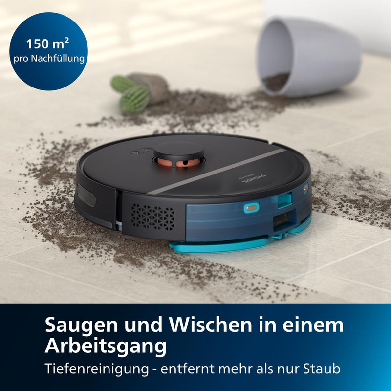 Philips Homerun Serie 3000 Saugroboter mit Wischfunktion, ultrastarke Saugleistung 4.000 Pa, Laserna